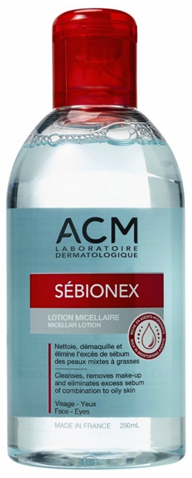 محلول میسلار پاک کننده آرایش، ضد جوش، برند ای سی ام ACM، مدل Sebionex Micellar